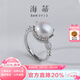 海蒂（haidi）S925银紫冠 10-10.5mm无核淡水珍珠戒指女活口戒圈生日礼物送女友 白色