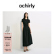 欧时力OCHIRLY 【热销补货】褶皱短袖连衣裙26春新收腰显瘦小黑裙 黑色 -独家定染面料 M