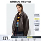 UR秋季新款女装琥珀流光风蝴蝶结饰PU棉服外套UYL150044 深棕色 (偏宽松) M