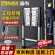 新步伸缩直梯工程专用便携不锈钢铝合金多功能加厚折叠梯家用人字梯子 【加厚不锈钢】直梯4.3米【摸高5.17米】 300斤