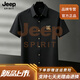 JEEP SPIRIT吉普高端时尚潮流短袖衬衫男刺绣夏季新款商务休闲半袖衬衣 黑色 L