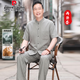 皮尔卡丹高档爸爸唐装男父亲节礼物新中式夏季冰丝短袖t恤男中老年套装