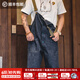 马登工装美式复古情侣甲板背带裤水洗丹宁直筒阔腿牛仔裤休闲长裤男潮 牛仔蓝 XL