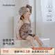babylove女宝宝套装夏季薄款高支纯棉婴幼儿吊带上衣花苞裤两件套衣服 玛雅公主 薄款 90