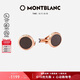 万宝龙（MONTBLANC）大班系列漆面精钢袖扣男士520礼物 金色/棕色118603