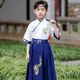 小淘孩男童中国风古风儿童汉服古装国学男孩六一演出服SMD31 蓝色 130