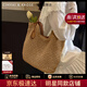 CinvaiKrose官方店小c&k夏季草编托特包包女士2026新款旅游编织女包生日礼物 卡其色khaki【送女友老婆女生礼物走心】