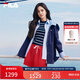 FILA 杨幂同款斐乐官方女装梭织外套2026夏新款时尚休闲连帽风衣夹克 藏烟蓝-DB L 170/88A/L