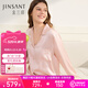 金三塔真丝睡衣女100%桑蚕丝外穿丝滑两件套居家服高级爱人女友520礼物 [甜美]19姆米桃盈粉 包扣/贝壳扣随机发 L