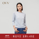 OVV秋冬热卖女装丝羊绒马鞍肩经典圆领七分袖针织衫 浅蓝（净色）B2 S