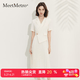 MeetMetro玛依尔轻职场西装连衣裙女2026夏新款简约通勤百褶裙温柔风裙子 浅杏【现货闪电发】 S