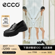 爱步（ECCO）厚底乐福鞋女倪妮同款英伦风一脚蹬厚底增高牛皮女鞋 踪迹220723 黑色22072301001 37 （尺码偏小）