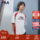 FILA斐乐儿童童装短袖2026年夏季新款男童中大童休闲全棉圆领上衣 云菇白-WT 160