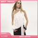Fabrique x Vera Wang 薄纱斜裁收腰露肩法式飘带背心上衣 白色 M