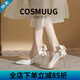 COSMUUG【1万+人加购】高跟鞋女婚鞋蝴蝶结伴娘鞋缎面礼服鞋尖头细跟单鞋 白色 6cm 偏大半码 37