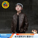 G.duck小黄鸭男童外套春秋款2026新款儿童皮衣男孩痞帅复古皮夹克机车服 咖色 140 (建议身高130cm 10-11岁
