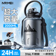 恩尔美（nRMEi）保温保冷杯大容量男316L吨桶吨茶水分离户外运动大肚冰霸水壶杯子 枪灰色2000ml【冷热双保/茶仓/背带/吸管/提绳】