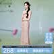 三彩【宋轶同款】小樱花2026夏新款粉色新中式旗袍连衣裙鱼尾裙女C