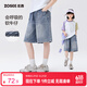 左西女童牛仔短裤夏季2026新款儿童夏装薄款中裤五分裤潮 牛仔色 160