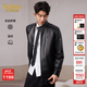 卡宾（CABBEEN）【绵羊皮真皮】卡宾机车皮衣夹克男2025冬季新款休闲风哈灵顿外套 煤黑色01 L /175/50