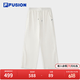 FILA FUSION斐乐针织长裤女夏季新款时尚简约休闲宽松直筒裤 云白色-WT XL 175/74A/XL