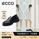 爱步（ECCO）厚底乐福鞋女倪妮同款英伦风一脚蹬厚底增高牛皮女鞋 踪迹220723 黑色22072301001 38 （尺码偏小）