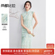 尚都比拉旗袍改良国风连衣裙女夏季水滴镂空立领刺绣裙新中式收腰中长裙