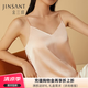 金三塔吊带衫女真丝带罩杯V领上衣小衫 金粉色 L