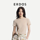 ERDOS 26早秋精纺圆领短袖针织T恤格雷系修身轻薄女套衫羊绒衫 浅驼 L 170/88A