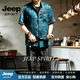 JEEP SPIRIT香云纱唐装中国风男装夏季新款男士中式半袖套装潮牌休闲复古汉服 青蓝+黑色 M