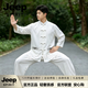JEEP SPIRIT唐装短袖衬衫中国风男装夏季衬衣中老年爸爸装休闲半袖太极服 白色长袖 S