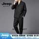 JEEP SPIRIT中国风真丝唐装男春夏薄款汉服休闲复古中式青年古装盘扣香云纱 黑色 M (165) 90 - 115 斤