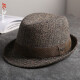Mr DUCK 经典人字纹羊毛呢礼帽男女绅士帽 英伦复古绅士爵士帽大小头可戴 MW226248-人字咖啡（礼帽） L (适合59-60cm头围)