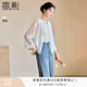 香影新中式轻国风薄款外套女2026夏装新款刺绣小个子盘扣开衫上衣 米白 S 155/80A/85-95斤