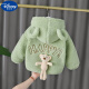 迪士尼冷天适合0-4岁女宝宝穿的秋冬装羊羔绒外套加绒婴儿女童加厚棉衣服棉袄洋气毛毛衣 绿色后背小熊 100cm