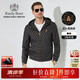 Raidy Boer/雷迪波尔【数码印花】男连帽双头鹰胸章夹克外套3053 黑花 170/48/M