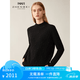 珍贝简约时尚红色羊绒衫女半高领针织套头衫厚款保暖毛衣纯色21123 黑色亮片GC S （95）