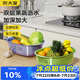 炊大皇 双层洗菜盆沥水篮厨房家用塑料水果盘滤水淘菜洗菜篮子 绿色
