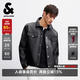 杰克·琼斯（JACK&JONES）男装26年春秋季新款外套男士潮流休闲风翻领荔枝纹夹克 E40黑色 常规 L （180）
