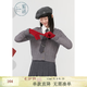 紫涵（ZIHAN）紫涵短款叠穿v领针织开衫女冬季新款绞花肌理感刺绣毛衣外套 灰色 M