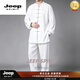 JEEP SPIRIT唐装男中国风男装夏季中式服装爸爸装男士休闲汉服古装太极服 白色【奢级材质】 XS 70-85斤【奢级材质】
