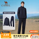 骆驼（CAMEL）运动套装中男士健身服季立领跑步服保暖休闲长袖两件套 Y14CY02614，墨蓝色，男 L