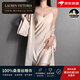 LAUREN VICTORIA真丝睡衣女100%桑蚕丝春季长袖薄款春季女家居服睡裙 香槟套装 带胸垫（礼盒包装） L 【建议101-115斤】