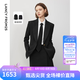 朗姿冬季新款通勤职业黑色西装正装外套气质长袖西服上衣女 黑色 L