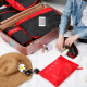 苏兹 旅行收纳袋行李箱衣服整理包多用途洗漱包 内衣整理袋套装 黑红 7件套装