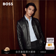 BOSS博斯【男女同款羊皮革】男26秋新款金属徽标纽扣真皮皮衣夹克外套 001-黑色 M (48)