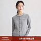 茵曼（INMAN）法式蕾丝花边针织开衫女2026春季气质温柔百搭小狗刺绣毛衣 灰色 M