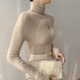 珂梵奢纯羊毛衫女秋冬高领纯色软糯毛绒针织打底衫修身紧身显瘦套头内搭 原绒色 L 适合110~120斤