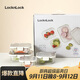 乐扣乐扣（LOCK&LOCK）玻璃饭盒洗碗机可用保鲜密封冰箱便当饭盒收纳盒4件套(不锈钢盖)