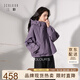 三彩2026冬季新款连帽棉服宽松棉衣休闲简约保暖夹棉外套短款S